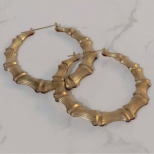 Gold Toned Large Fashion Hoop Earrings
